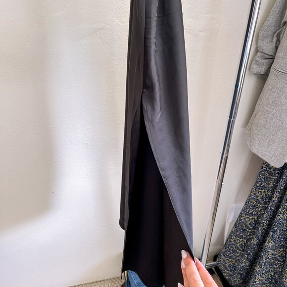 Lulus Smooth Sophistication Black Midi Skirt with Slit - Picture 9 of 9